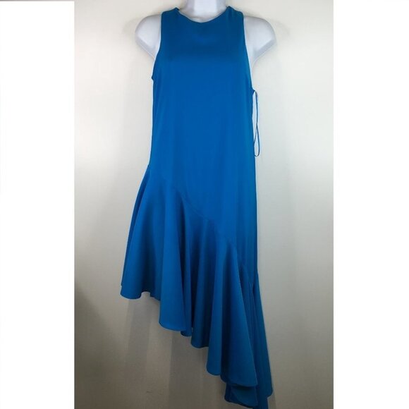 Topshop Assymetrical Blue Dress Sleeveless Size 4 - Picture 1 of 9